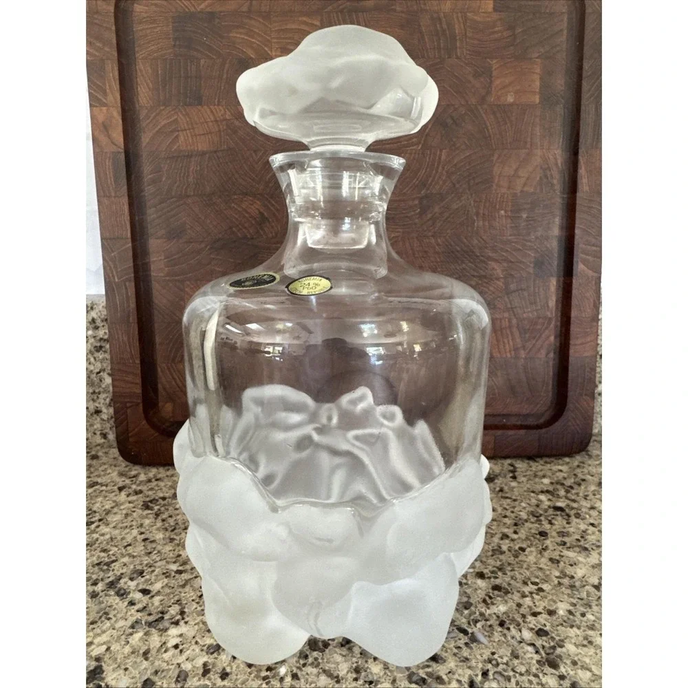 Bohemia 24% pbo Lead Crystal Glass Decanter Czech Republic Frosted Ice glass